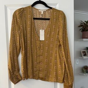 Elegant Mustard Patterned Blouse